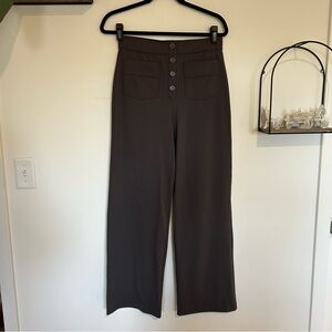 Halara Brown Faux Button Fly High Rise Relaxed Wide Leg Pants Size Medium